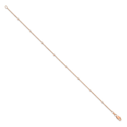 14K Rose Gold True Origin 1/6 Carat Lab Grown Diamond Vs+ F+ Eight Station 8 Inch Bracelet