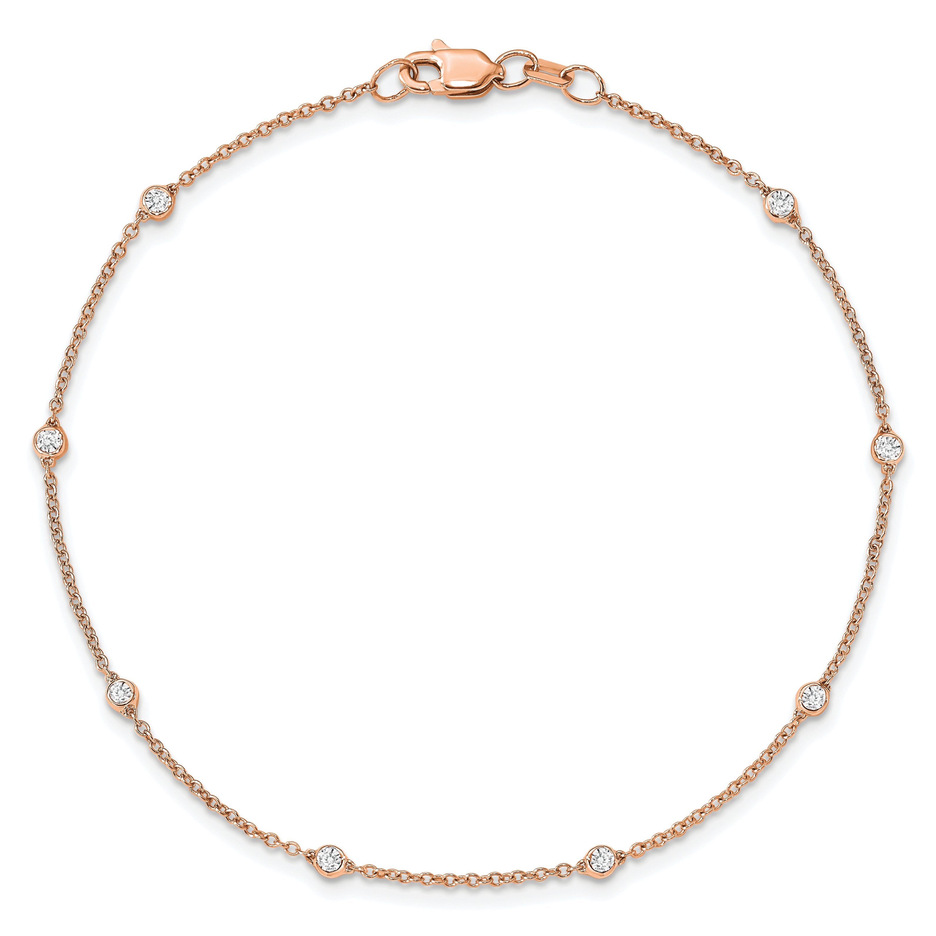 14K Rose Gold True Origin 1/6 Carat Lab Grown Diamond Vs+ F+ Eight Station 8 Inch Bracelet