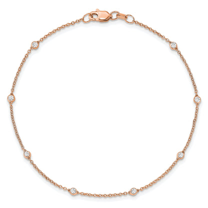 14K Rose Gold True Origin 1/6 Carat Lab Grown Diamond Vs+ F+ Eight Station 8 Inch Bracelet