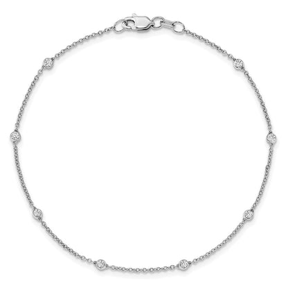 14K White Gold True Origin 1/6 Carat Lab Grown Diamond Vs+ F+ Eight Station 8 Inch Bracelet