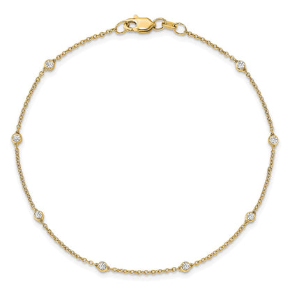 14K Yellow Gold True Origin 1/6 Carat Lab Grown Diamond Vs+ F+ Eight Station 8 Inch Bracelet