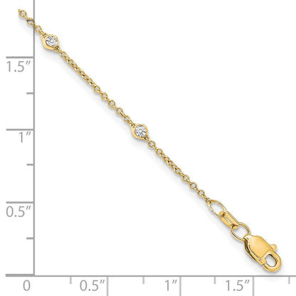 14K Yellow Gold True Origin 1/6 Carat Lab Grown Diamond Vs+ F+ Eight Station 8 Inch Bracelet