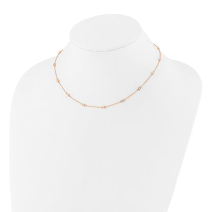 14K Rose Gold True Origin 3/8 Carat Lab Grown Diamond Vs+ F+ Sixteen Station 16 Inch Necklace