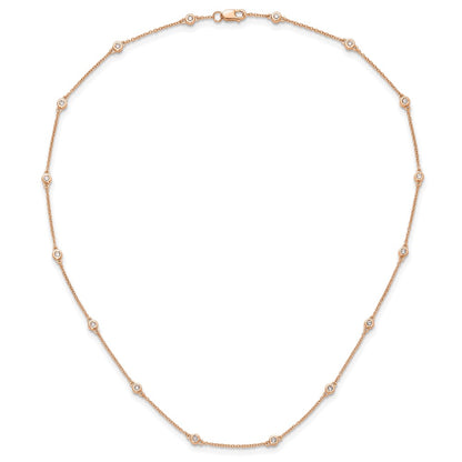 14K Rose Gold True Origin 3/8 Carat Lab Grown Diamond Vs+ F+ Sixteen Station 16 Inch Necklace