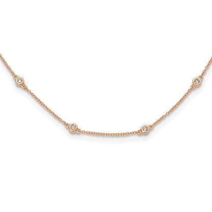 14K Rose Gold True Origin 3/8 Carat Lab Grown Diamond Vs+ F+ Sixteen Station 16 Inch Necklace