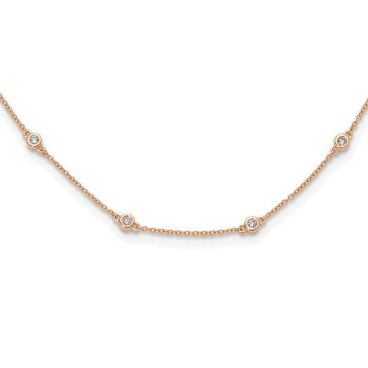14K Rose Gold True Origin 3/8 Carat Lab Grown Diamond Vs+ F+ Sixteen Station 16 Inch Necklace