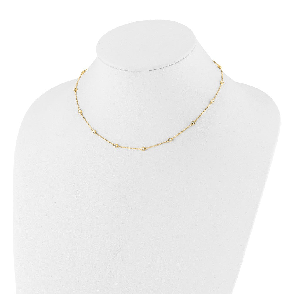 14K Yellow Gold True Origin 3/8 Carat Lab Grown Diamond Vs+ F+ Sixteen Station 16 Inch Necklace