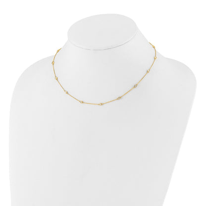 14K Yellow Gold True Origin 3/8 Carat Lab Grown Diamond Vs+ F+ Sixteen Station 16 Inch Necklace