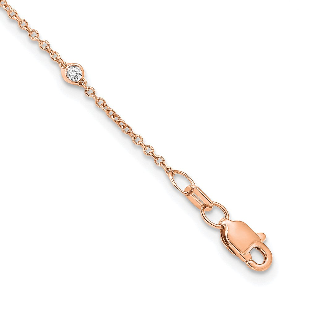 14K Rose Gold True Origin 1/2 Carat Lab Grown Diamond Vs+ F+ Eighteen Station 18 Inch Necklace