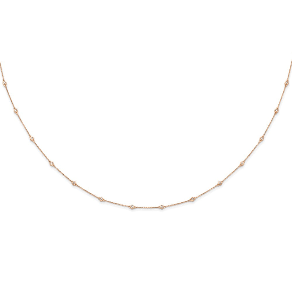 14K Rose Gold True Origin 1/2 Carat Lab Grown Diamond Vs+ F+ Eighteen Station 18 Inch Necklace