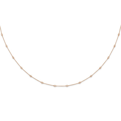 14K Rose Gold True Origin 1/2 Carat Lab Grown Diamond Vs+ F+ Eighteen Station 18 Inch Necklace