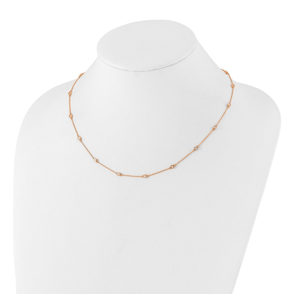 14K Rose Gold True Origin 1/2 Carat Lab Grown Diamond Vs+ F+ Eighteen Station 18 Inch Necklace