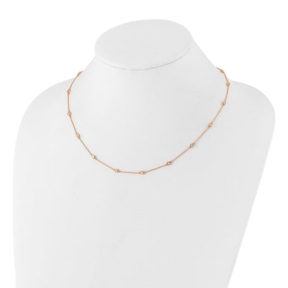 14K Rose Gold True Origin 1/2 Carat Lab Grown Diamond Vs+ F+ Eighteen Station 18 Inch Necklace