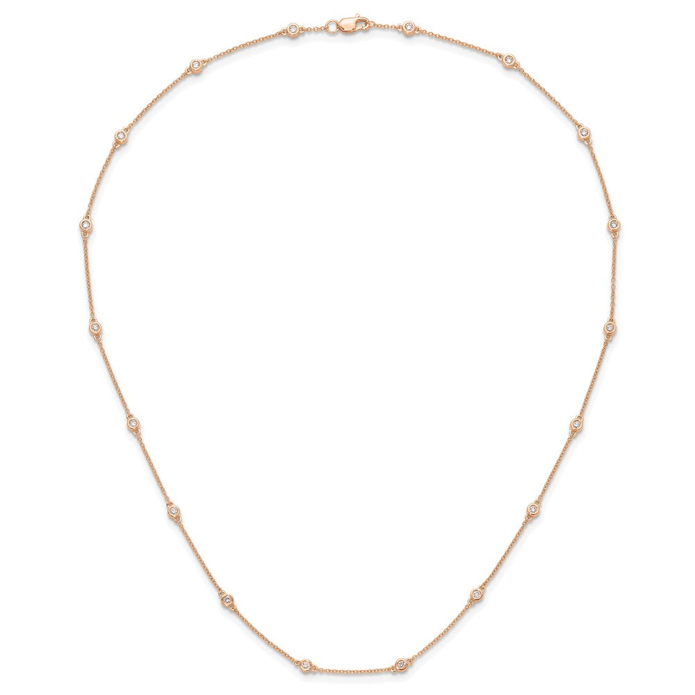 14K Rose Gold True Origin 1/2 Carat Lab Grown Diamond Vs+ F+ Eighteen Station 18 Inch Necklace