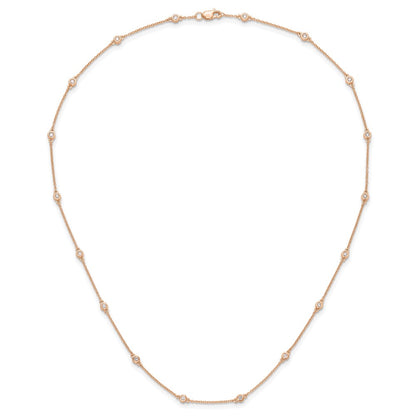 14K Rose Gold True Origin 1/2 Carat Lab Grown Diamond Vs+ F+ Eighteen Station 18 Inch Necklace
