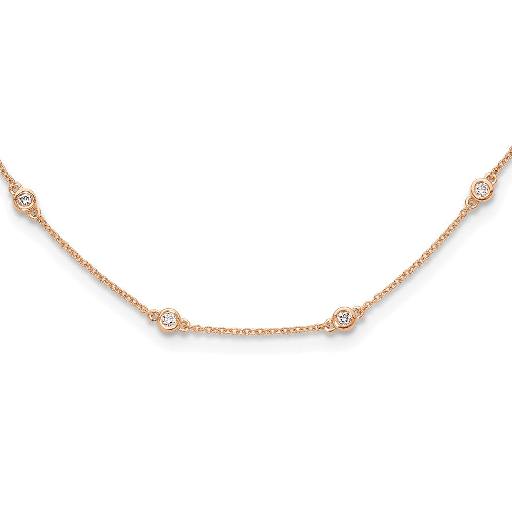 14K Rose Gold True Origin 1/2 Carat Lab Grown Diamond Vs+ F+ Eighteen Station 18 Inch Necklace