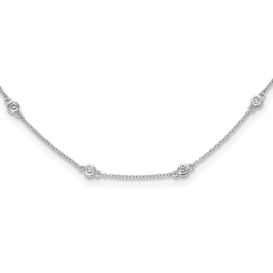 14K White Gold True Origin 1/2 Carat Lab Grown Diamond Vs+ F+ Eighteen Station 18 Inch Necklace