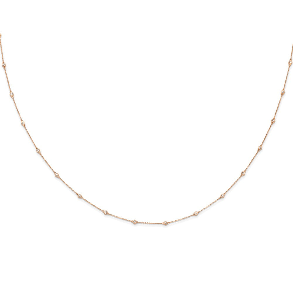 14K Rose Gold True Origin 1/2 Carat Lab Grown Diamond Vs+ F+ Twenty Station 20 Inch Necklace