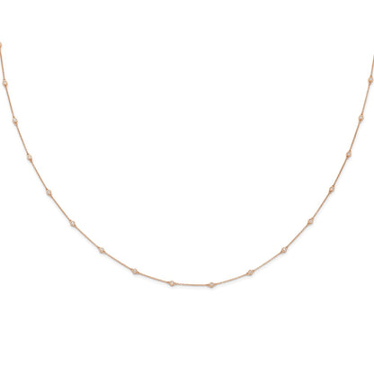 14K Rose Gold True Origin 1/2 Carat Lab Grown Diamond Vs+ F+ Twenty Station 20 Inch Necklace