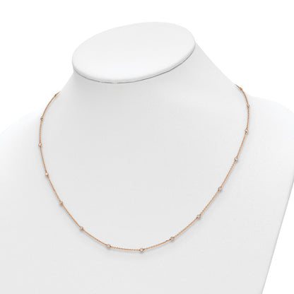 14K Rose Gold True Origin 1/2 Carat Lab Grown Diamond Vs+ F+ Twenty Station 20 Inch Necklace