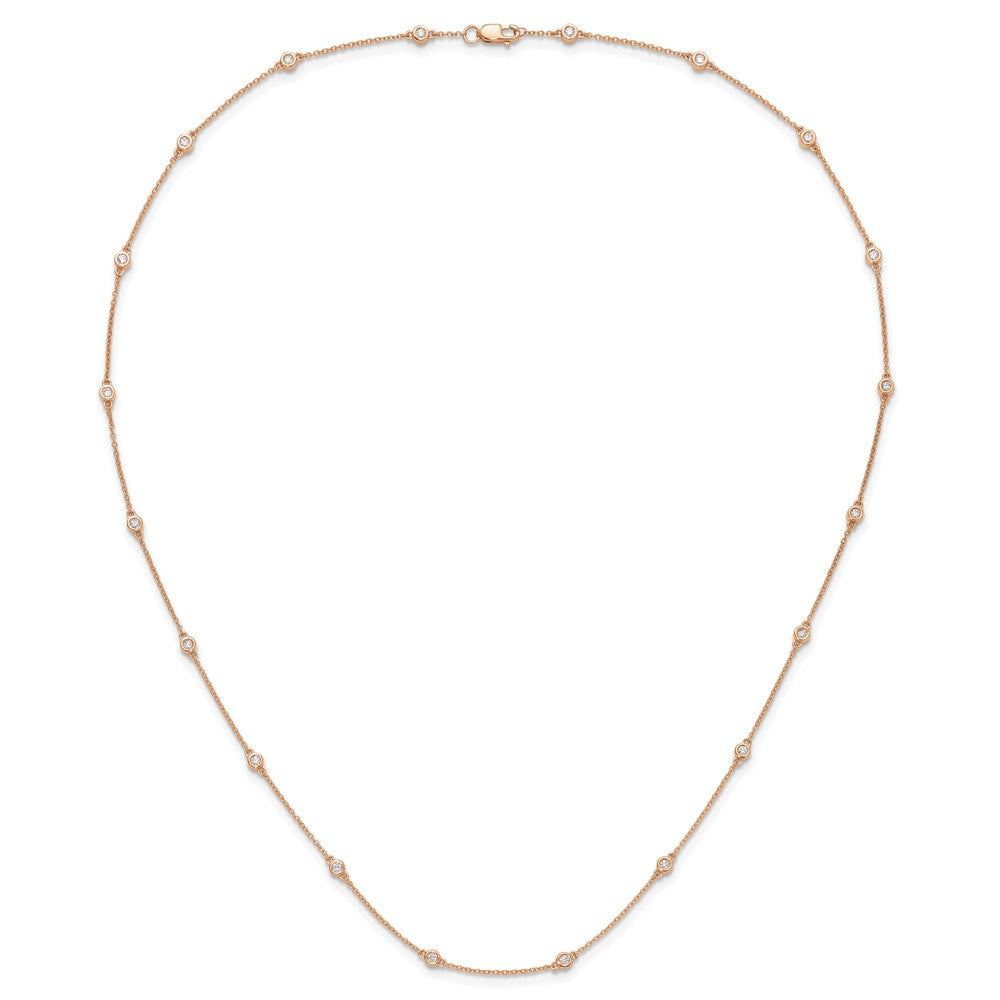 14K Rose Gold True Origin 1/2 Carat Lab Grown Diamond Vs+ F+ Twenty Station 20 Inch Necklace