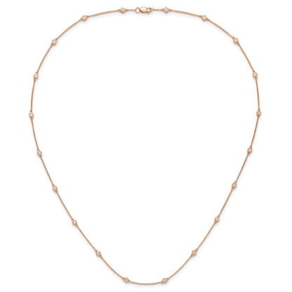 14K Rose Gold True Origin 1/2 Carat Lab Grown Diamond Vs+ F+ Twenty Station 20 Inch Necklace