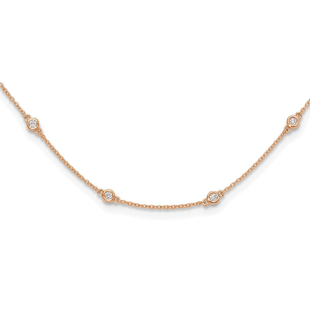 14K Rose Gold True Origin 1/2 Carat Lab Grown Diamond Vs+ F+ Twenty Station 20 Inch Necklace