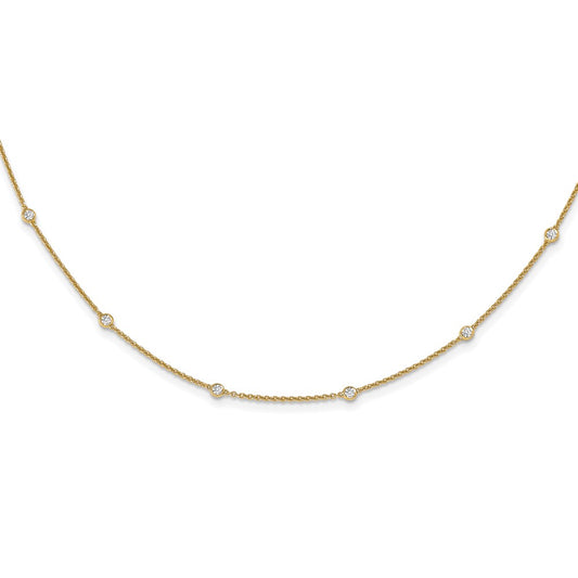 14K Yellow Gold True Origin 1/2 Carat Lab Grown Diamond Vs+ F+ Twenty Station 20 Inch Necklace