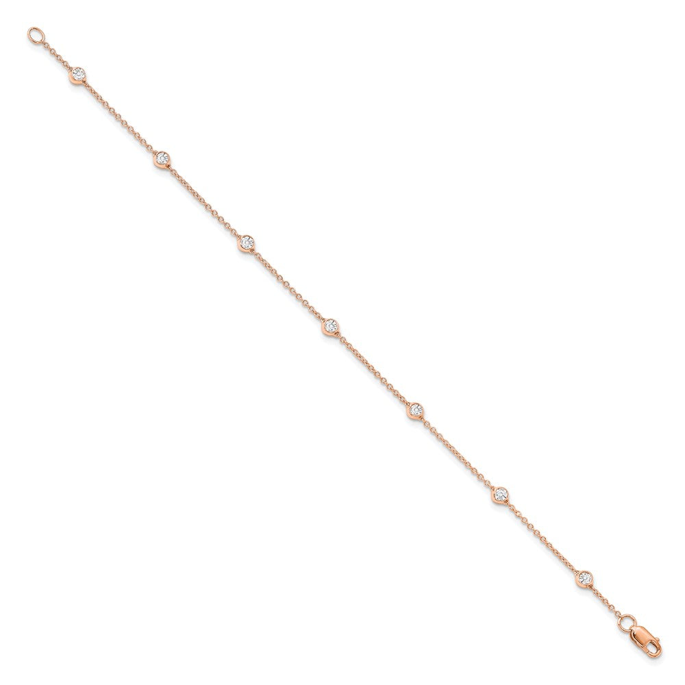 14K Rose Gold True Origin 1/2 Carat Lab Grown Diamond Vs+ F+ Eight Station 8 Inch Bracelet