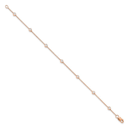 14K Rose Gold True Origin 1/2 Carat Lab Grown Diamond Vs+ F+ Eight Station 8 Inch Bracelet