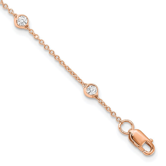 14K Rose Gold True Origin 1/2 Carat Lab Grown Diamond Vs+ F+ Eight Station 8 Inch Bracelet