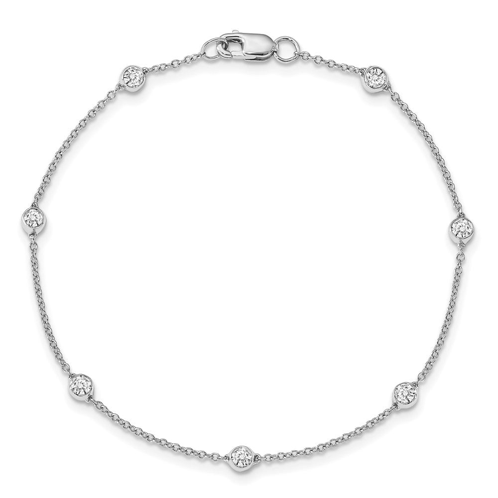 14K White Gold True Origin 1/2 Carat Lab Grown Diamond Vs+ F+ Eight Station 8 Inch Bracelet