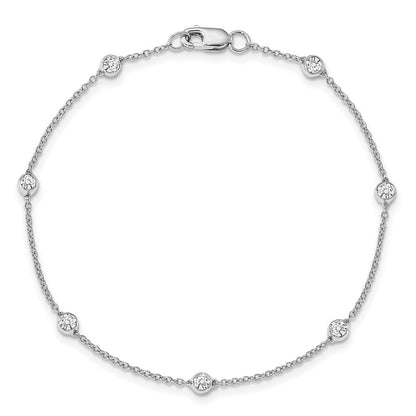 14K White Gold True Origin 1/2 Carat Lab Grown Diamond Vs+ F+ Eight Station 8 Inch Bracelet