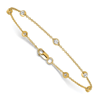 14K Yellow Gold True Origin 1/2 Carat Lab Grown Diamond Vs+ F+ Eight Station 8 Inch Bracelet