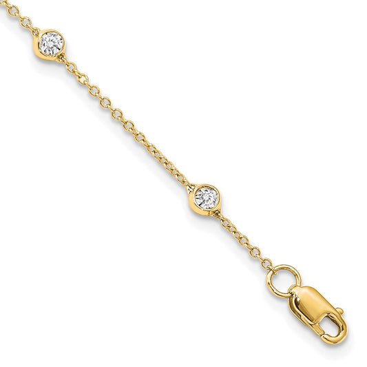 14K Yellow Gold True Origin 1/2 Carat Lab Grown Diamond Vs+ F+ Eight Station 8 Inch Bracelet