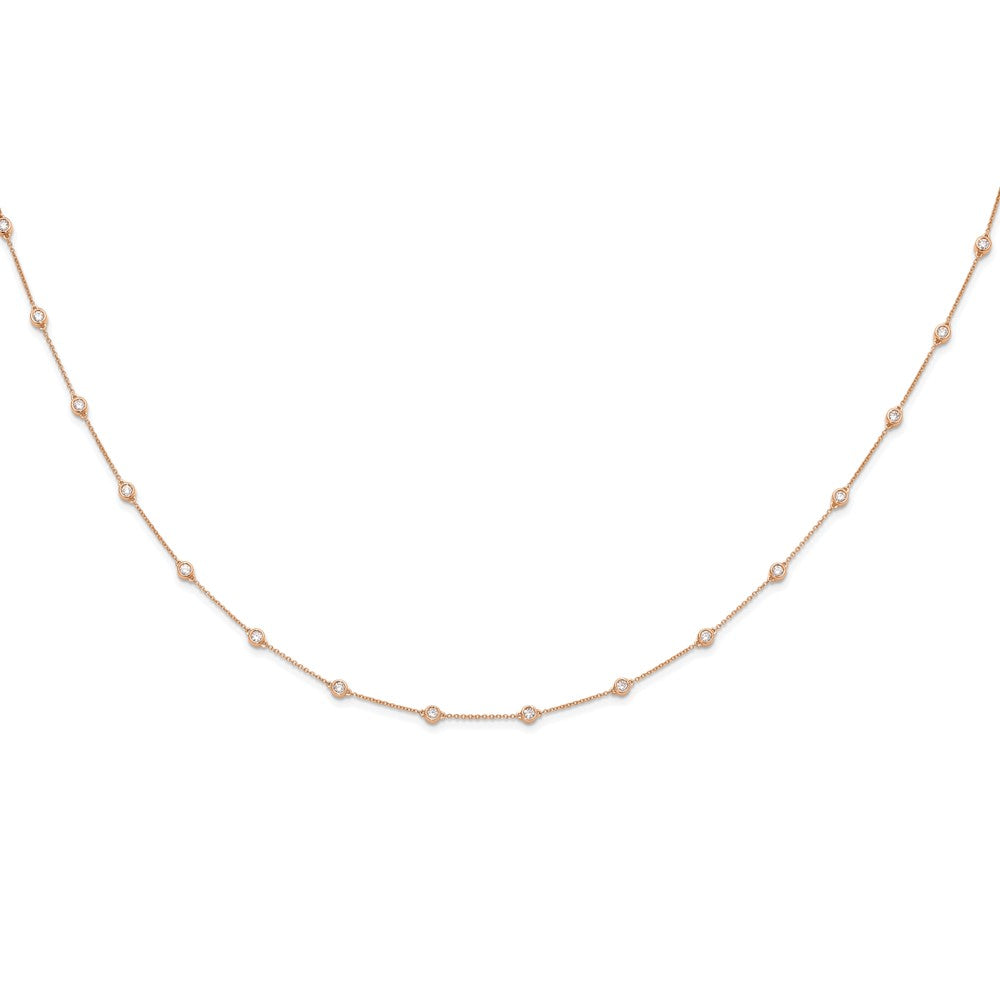 14K Rose Gold True Origin 1 Carat Lab Grown Diamond Vs+ F+ Sixteen Station 16 Inch Necklace