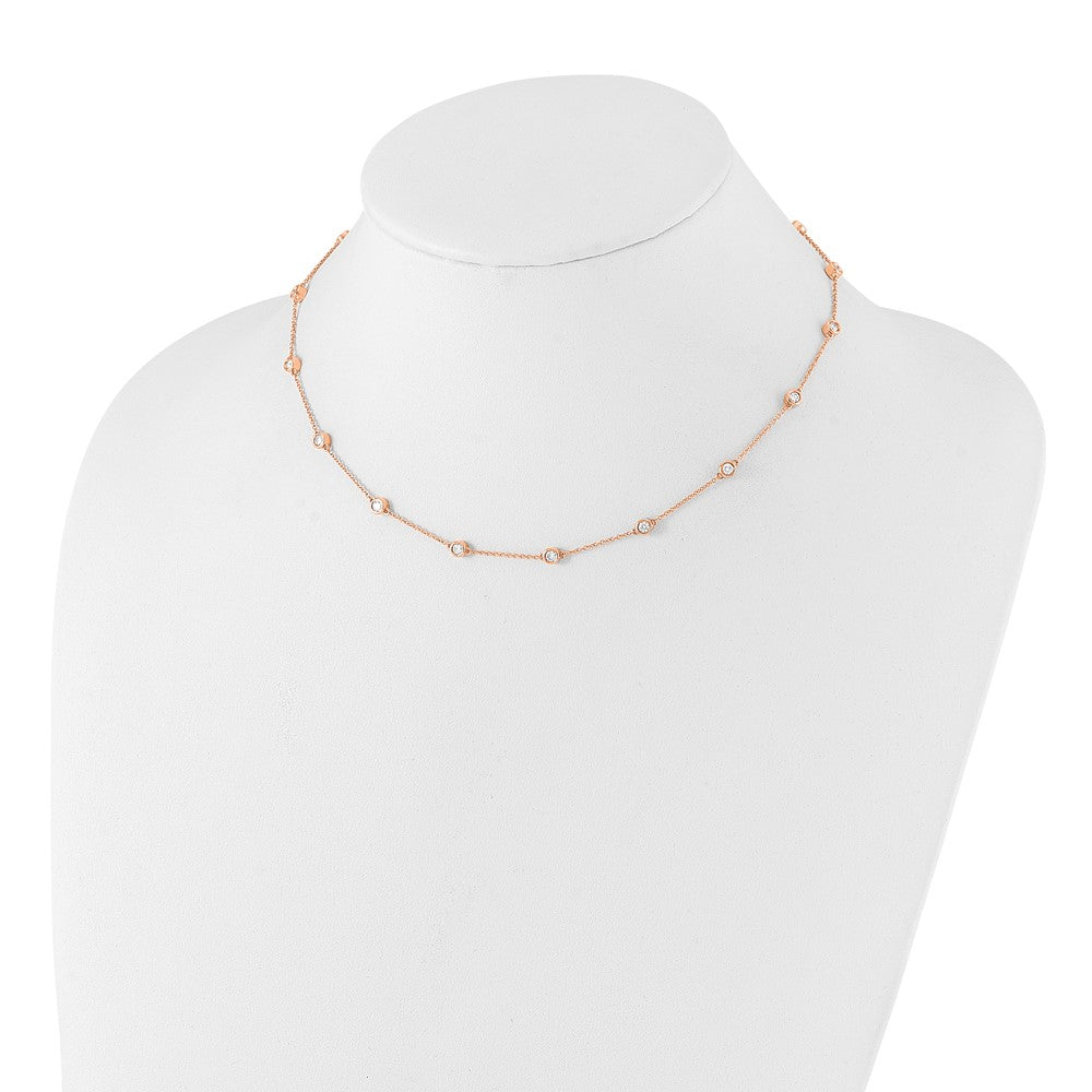 14K Rose Gold True Origin 1 Carat Lab Grown Diamond Vs+ F+ Sixteen Station 16 Inch Necklace