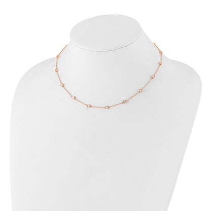 14K Rose Gold True Origin 1 Carat Lab Grown Diamond Vs+ F+ Sixteen Station 16 Inch Necklace