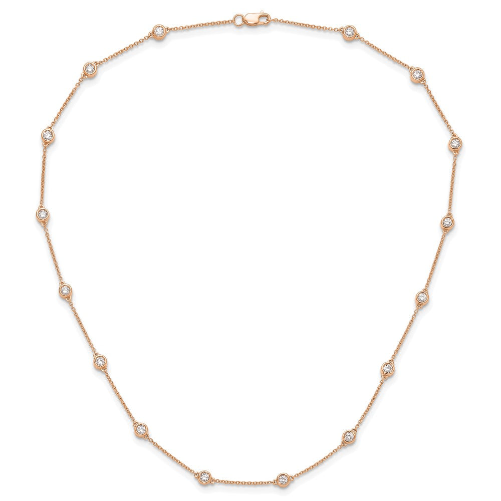 14K Rose Gold True Origin 1 Carat Lab Grown Diamond Vs+ F+ Sixteen Station 16 Inch Necklace