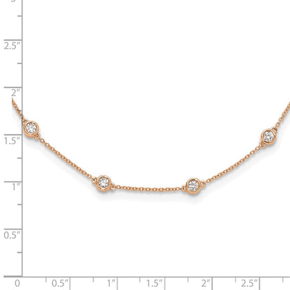 14K Rose Gold True Origin 1 Carat Lab Grown Diamond Vs+ F+ Sixteen Station 16 Inch Necklace