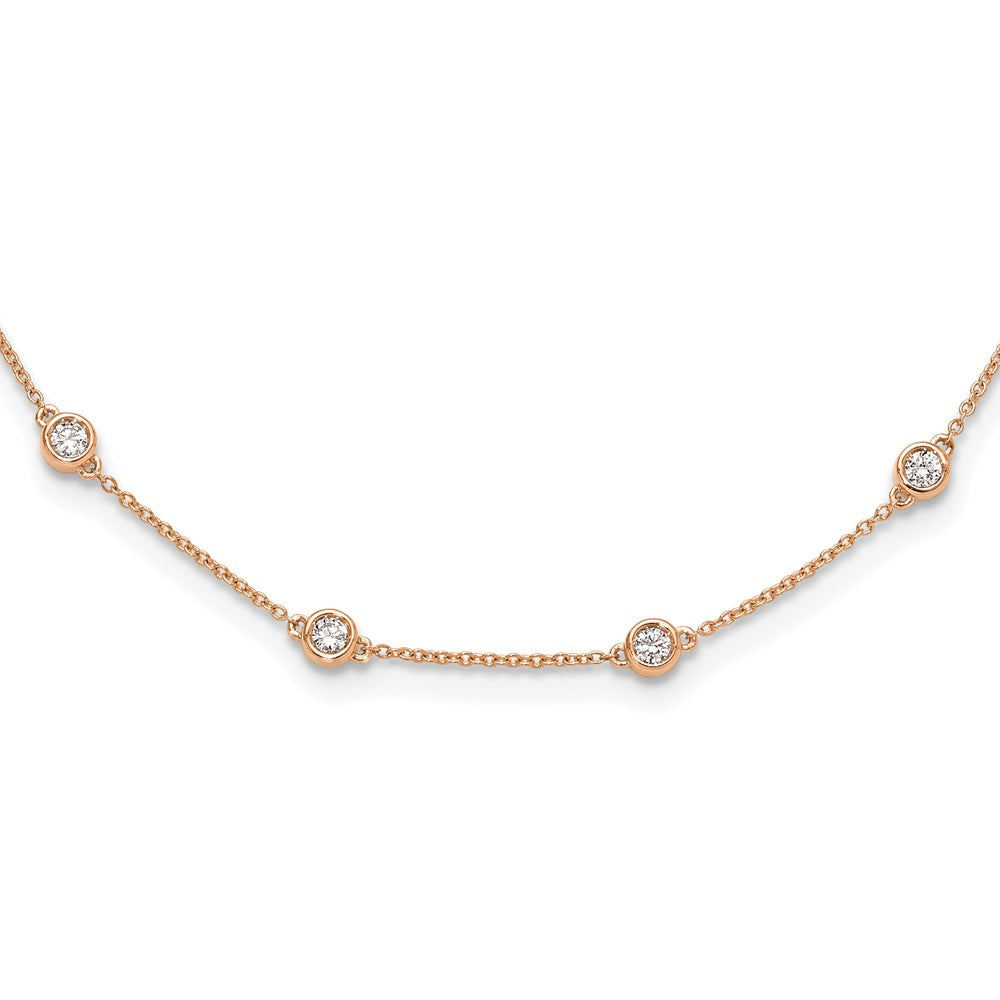 14K Rose Gold True Origin 1 Carat Lab Grown Diamond Vs+ F+ Sixteen Station 16 Inch Necklace