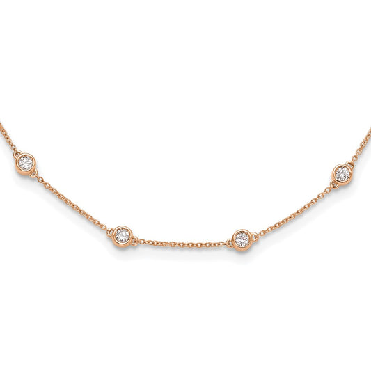 14K Rose Gold True Origin 1 Carat Lab Grown Diamond Vs+ F+ Sixteen Station 16 Inch Necklace