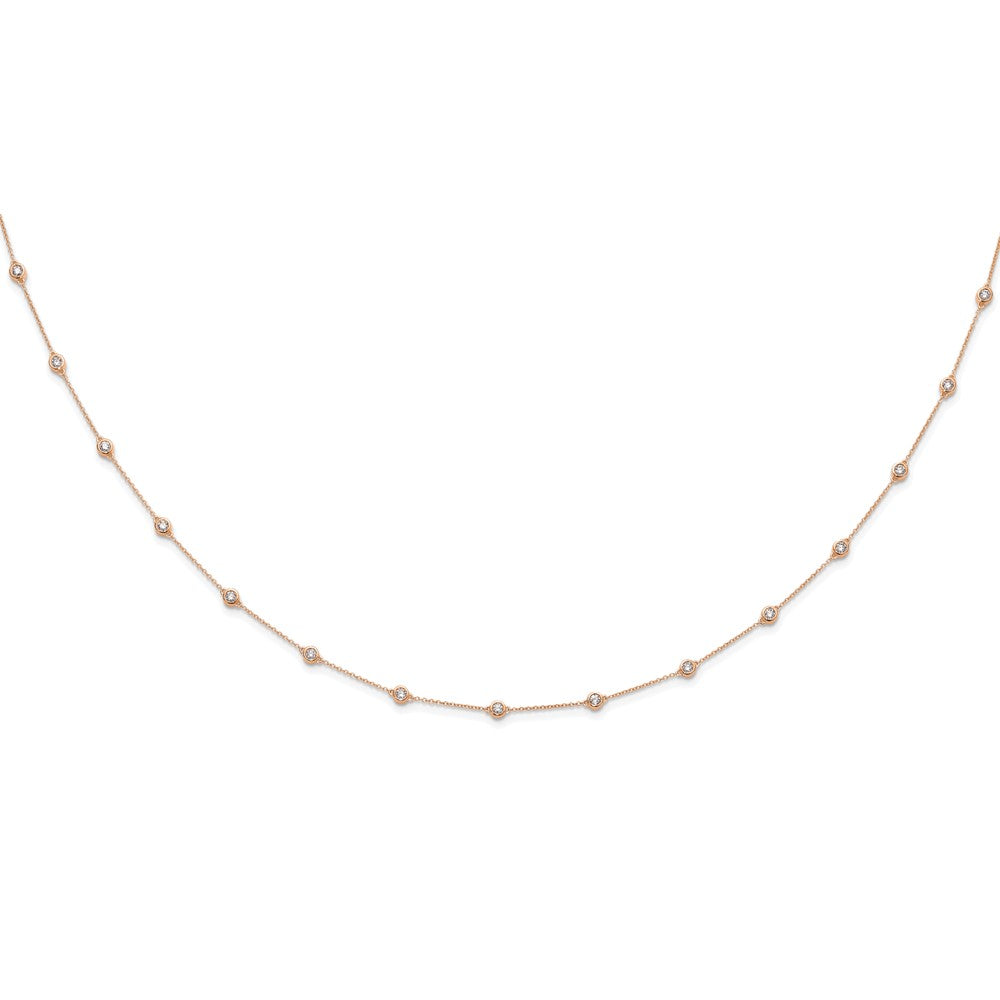 14K Rose Gold True Origin 1 1/6 Carat Lab Grown Diamond Vs+ F+ Eighteen Station 18 Inch Necklace