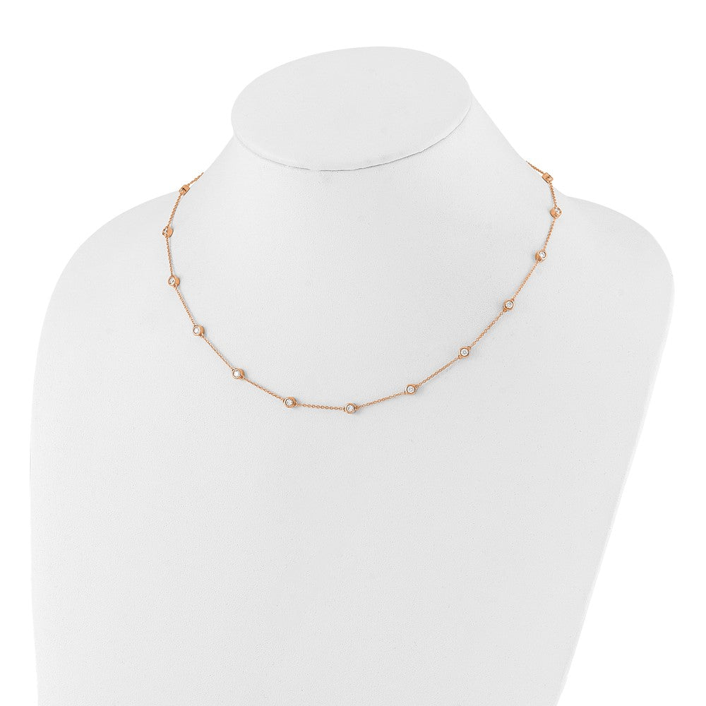 14K Rose Gold True Origin 1 1/6 Carat Lab Grown Diamond Vs+ F+ Eighteen Station 18 Inch Necklace