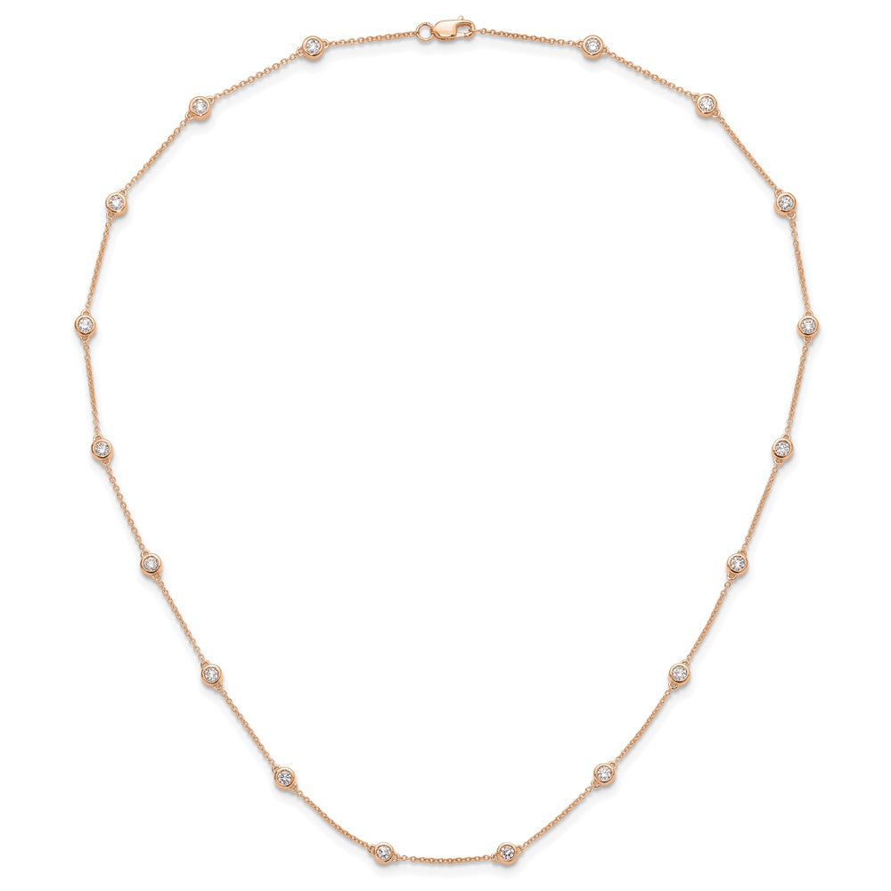 14K Rose Gold True Origin 1 1/6 Carat Lab Grown Diamond Vs+ F+ Eighteen Station 18 Inch Necklace