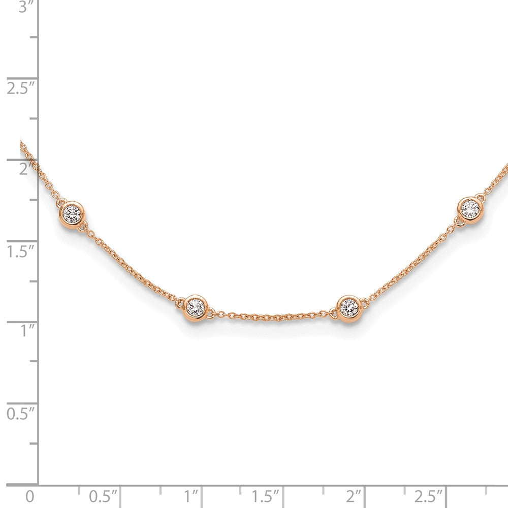 14K Rose Gold True Origin 1 1/6 Carat Lab Grown Diamond Vs+ F+ Eighteen Station 18 Inch Necklace