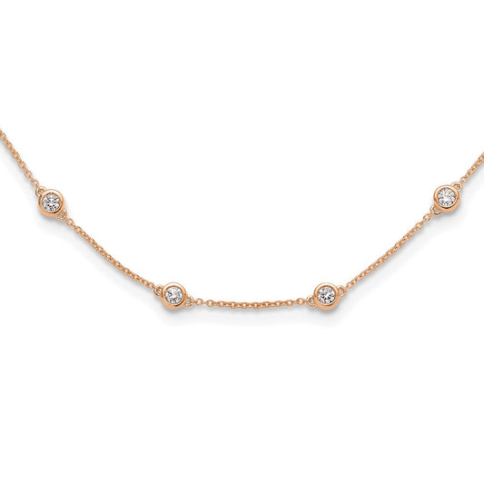 14K Rose Gold True Origin 1 1/6 Carat Lab Grown Diamond Vs+ F+ Eighteen Station 18 Inch Necklace