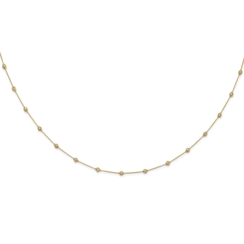 14K Yellow Gold True Origin 1 1/6 Carat Lab Grown Diamond Vs+ F+ Eighteen Station 18 Inch Necklace