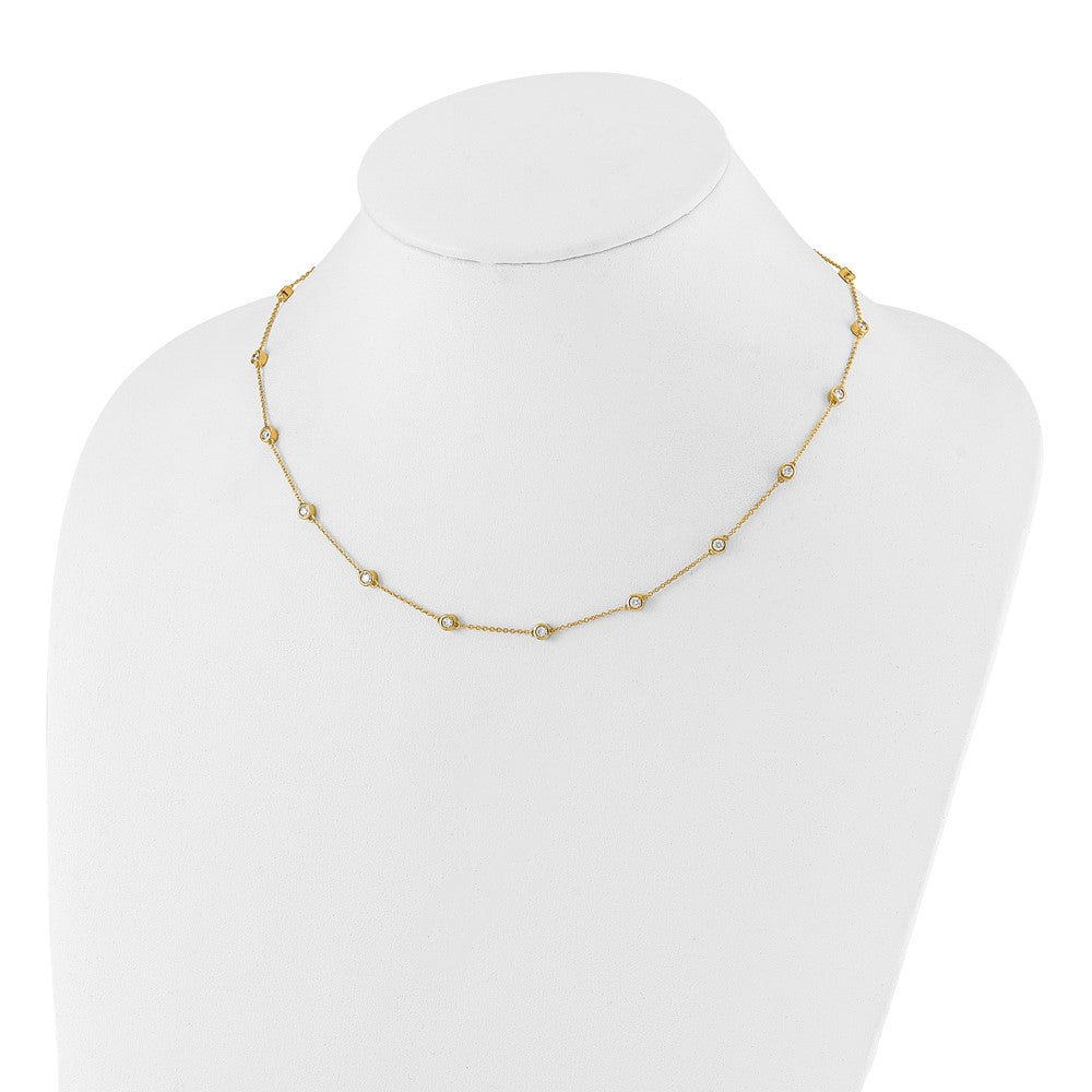 14K Yellow Gold True Origin 1 1/6 Carat Lab Grown Diamond Vs+ F+ Eighteen Station 18 Inch Necklace