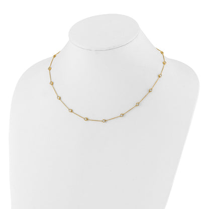 14K Yellow Gold True Origin 1 1/6 Carat Lab Grown Diamond Vs+ F+ Eighteen Station 18 Inch Necklace